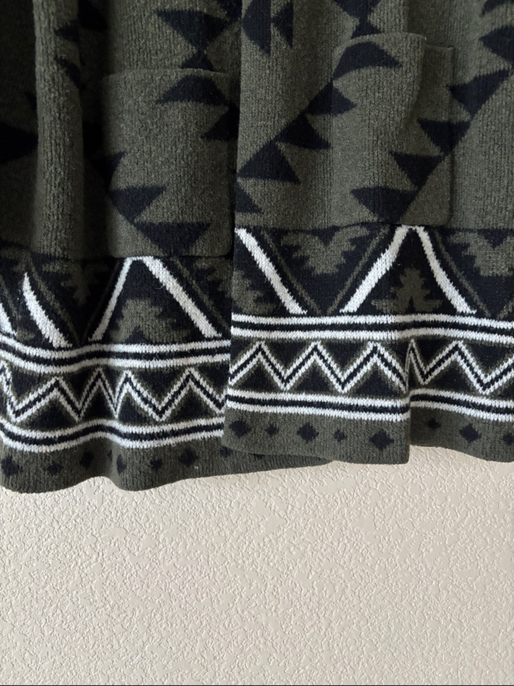 Frye Olive, Black & White Aztec Knit Cardigan - Picture 4 of 6